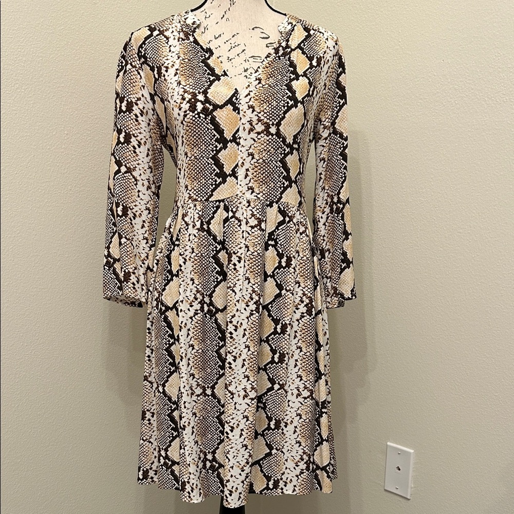 Anthropologie Maeve Snake Print V-Neck Dress